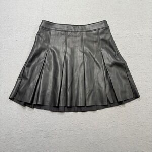 Hollister Mini Skirt Women's Small Black Faux Leather Ultra High-Rise Pleated